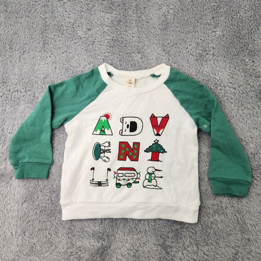 Tucker + Tate Sweatshirt Baby 6M White &‎ Green Adventure Themed Raglan Sleeves